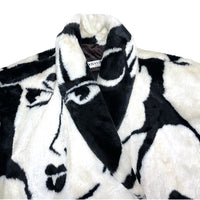 (VINTAGE) 1990'S～ MADE IN USA DONNY BROOK ALL OVER FACE PATTERN PRINT FAUX FUR COAT