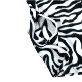 (VINTAGE) DEAD STOCK NEW MADE IN USA UNKNOWN ZEBRA PATTERN NYLON PANELED FLEECE JACKET