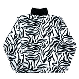 (VINTAGE) DEAD STOCK NEW MADE IN USA UNKNOWN ZEBRA PATTERN NYLON PANELED FLEECE JACKET