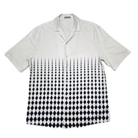(DESIGNERS) MADE IN ITALY BOTTEGA VENETA DIAMOND PATTERN GRADATION PRINT OPEN COLLAR SHORT SLEEVE SHIRT
