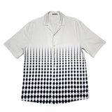(DESIGNERS) MADE IN ITALY BOTTEGA VENETA DIAMOND PATTERN GRADATION PRINT OPEN COLLAR SHORT SLEEVE SHIRT