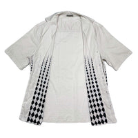 (DESIGNERS) MADE IN ITALY BOTTEGA VENETA DIAMOND PATTERN GRADATION PRINT OPEN COLLAR SHORT SLEEVE SHIRT