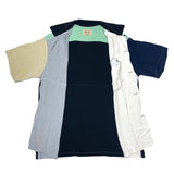 (DESIGNERS) MADE IN JAPAN Style Eyes 6 COLOR PANELED RAYON LOOP COLLAR SHORT SLEEVE BOX SHIRT