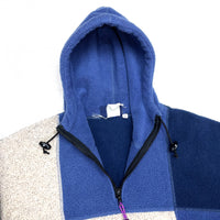 (VINTAGE) 1990'S U.S.SPORT PATCHWORK FLEECE HALF ZIP HOODED ANORAK JACKET