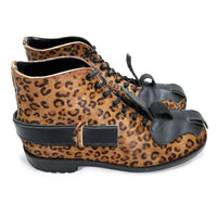 (OTHER) MADE IN ENGLAND HIRO X JOHN MOORE LEOPARD PRINT UNBORN CARF LEATHER COMBAT BOOTS