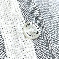 (VINTAGE) 1980'S～ PRO TONG STRIPED PATTERN FLAX BLEND LOOP COLLAR SHORT SLEEVE BOX SHIRT