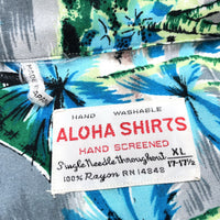 (VINTAGE) 1950'S MADE IN JAPAN TOTAL PATTERN PRINT RAYON SHORT SLEEVE HAWAIIAN SHIRT