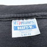 (T-SHIRT) 1980'S～ MADE IN USA HANES BEEFY HARD FADED T-SHIRT WITH POCKET