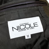 (designers) DEAD STOCK NEW 1980'S～ MADE IN KOREA monsieur NICOLE FRONT DEFORMED ZIP DESIGN PLAIN SLEEVE LEATHER VARSITY JACKET