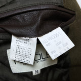 (designers) DEAD STOCK NEW 1980'S～ MADE IN KOREA monsieur NICOLE FRONT DEFORMED ZIP DESIGN PLAIN SLEEVE LEATHER VARSITY JACKET