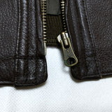 (designers) DEAD STOCK NEW 1980'S～ MADE IN KOREA monsieur NICOLE FRONT DEFORMED ZIP DESIGN PLAIN SLEEVE LEATHER VARSITY JACKET