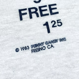 (t-shirt) DEAD STOCK NEW 1983 MADE IN USA PENNY CANDY PRICE LIST PRINT RINGER T-SHIRT