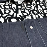 (designers) MADE IN USA AIE ALPHABET PRINT PANELED DESIGN LOOP COLLAR COACH SHIRT