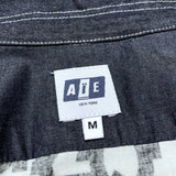 (designers) MADE IN USA AIE ALPHABET PRINT PANELED DESIGN LOOP COLLAR COACH SHIRT