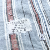 (designers) MADE IN LOS ANGELES GREG LAUREN REMAKE HEM FRINGE STYLE STRIPED PATTERN STAND UP COLLAR SHIRT