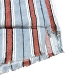 (designers) MADE IN LOS ANGELES GREG LAUREN REMAKE HEM FRINGE STYLE STRIPED PATTERN STAND UP COLLAR SHIRT