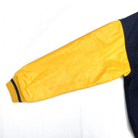 (VINTAGE) 1998 MADE IN USA OLD STUSSY NAVY TAG BIG4 SLEEVE LEATHER VARSITY JACKET