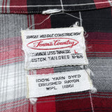 (VINTAGE) 1960'S Town & Country SHADOW PLAID RAYON OPEN COLLAR BOX SHIRT