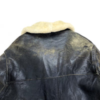 (VINTAGE) 1940'S UNKNOWN HORSEHIDE SINGLE BREASTED SHAWL COLLAR LEATHER CAR COAT