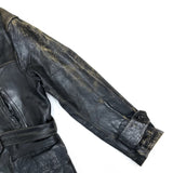 (VINTAGE) 1940'S UNKNOWN HORSEHIDE SINGLE BREASTED SHAWL COLLAR LEATHER CAR COAT