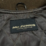 (designers) 1980'S～ MR.JUNKO by JUNKO KOSHINO DIAGONAL ZIP, BUTTON STYLE LAME LEATHER BOMBER JACKET