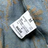 (designers) MADE IN NEPAL MASH LEATHER PANELED DESIGN STRIPED PATTERN COTTON HEMP DOWN VEST