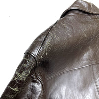 (VINTAGE) 1940'S UNKNOWN HORSEHIDE SINGLE BREASTED LEATHER CAR COAT