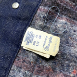 (vintage) MADE IN USA Re DENIM 1970'S WRANGLER BODY LEOPARD PATTERN FAUX FUR PANELED REMAKE CHORE COAT WITH BLANKET LINER