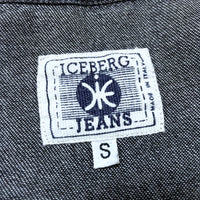(DESIGNERS) 1990'S～ MADE IN ITALY ICEBERG JEANS KEITH HARING STYLE PRINT BLACK DENIM PANELED SHIRT