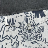 (DESIGNERS) 1990'S～ MADE IN ITALY ICEBERG JEANS KEITH HARING STYLE PRINT BLACK DENIM PANELED SHIRT