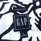 (vintage) 2021 GAP BOTANICAL PATTERN TOTAL PATTERN PRINT COTTON LINEN SHORT SLEEVE OPEN COLLAR BOX SHIRT