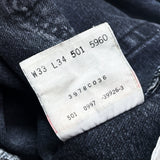 (vintage) 1997 MADE IN USA Levi's 501-5960 OVERDYED BLACK DENIM PANTS