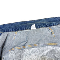 (VINTAGE) 1991 MADE IN USA INDIAN HEAD PATTERN EMBOSSED 4 POCKET CUT OFF DENIM TRUCKER JACKET
