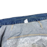 (VINTAGE) 1991 MADE IN USA INDIAN HEAD PATTERN EMBOSSED 4 POCKET CUT OFF DENIM TRUCKER JACKET
