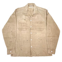(VINTAGE) 1960'S MONNIG'S MAN'S SHOP LATTICE PATTERN COTTON OPEN COLLAR BOX SHIRT AS IS