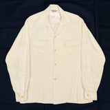 (VINTAGE) 1960'S MADE IN CALIFORNIA GOLDEN GATE RAYON OPEN COLLAR BOX SHIRT AS IS