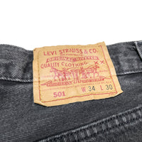 (VINTAGE) 1992 MADE IN USA Levi's 501 OVER DYED BLACK DENIM PANTS