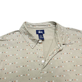 (vintage) 1990'S～ OLD STUSSY NAVY TAG LOGO ALL OVER PRINT SHORT SLEEVE POLO SHIRT