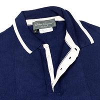 (VINTAGE) MADE IN ITALY SALVATORE FERRAGAMO CASHMERE BLEND RIB POLO SHIRT