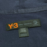 (DESIGNERS) 2007 Y-3 DEFORMED ZIP DESIGN DIAGONAL HALF BUTTON STYLE PULLOVER STRETCH HOODIE SWEAT SHIRT