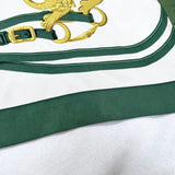 (DESIGNERS) MADE IN ITALY HERMES FRONT SILK SCARF PANELED LONG SLEEVE POLO SHIRT