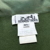 (DESIGNERS) MADE IN ITALY HERMES FRONT SILK SCARF PANELED LONG SLEEVE POLO SHIRT