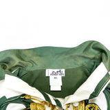 (DESIGNERS) MADE IN ITALY HERMES FRONT SILK SCARF PANELED LONG SLEEVE POLO SHIRT