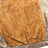 (vintage) 1980'S～ UNKNOWN LEATHER X NUBUCK LEATHER PANELED DESIGN LACE UP JACKET