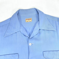 (VINTAGE) 1950'S MADE IN USA McGREGOR LONG POINT RAYON OPEN COLLAR BOX SHIRT