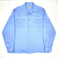 (VINTAGE) 1950'S MADE IN USA McGREGOR LONG POINT RAYON OPEN COLLAR BOX SHIRT