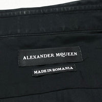 (DESIGNERS) MADE IN ROMANIA ALEXANDER McQUEEN FRONT PACKET VELOUR PANELED FLY FRONT DRESS SHIRT