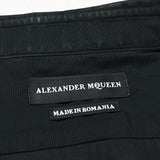 (DESIGNERS) MADE IN ROMANIA ALEXANDER McQUEEN FRONT PACKET VELOUR PANELED FLY FRONT DRESS SHIRT