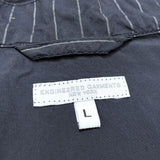 (DESIGNERS) MADE IN USA ENGINEERED GARMENTS STRIPED PATTERN PANELED HOODED VEST WITH 3D POCKET