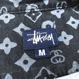 (VINTAGE) 1990'S～ MADE IN USA OLD STUSSY MONOGRAM PATTERN TOTAL PATTERN PRINT SHORT SLEEVE BUTTON DOWN SHIRT